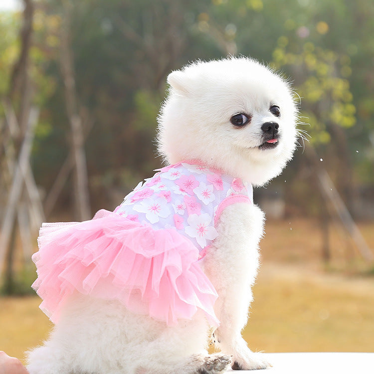 Princess Peach Blossom Pet Dress – Cotton Skirt for Dogs