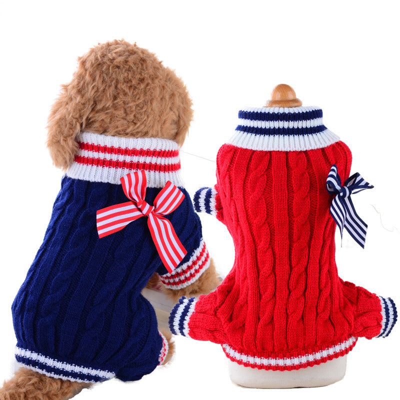 Cosy Wool Knit Dog Sweater — Casual Style in Blue, Pink & Red
