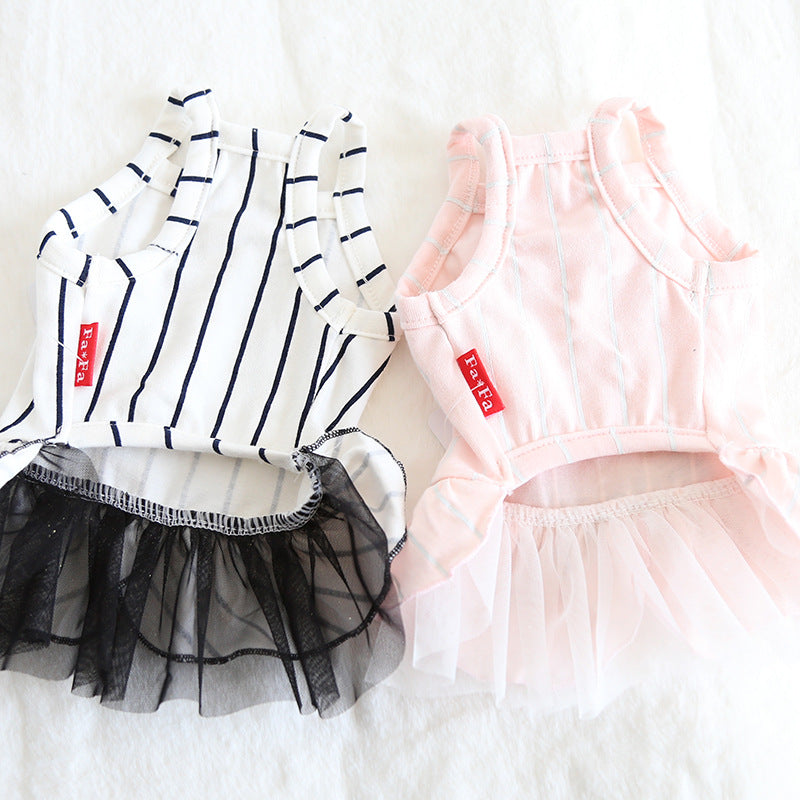 Striped Cotton Bow Dress for Dogs – Spring & Summer