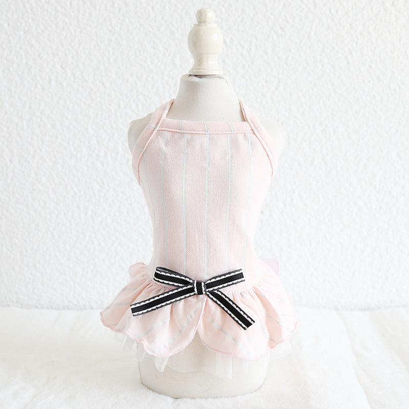 Striped Cotton Bow Dress for Dogs – Spring & Summer