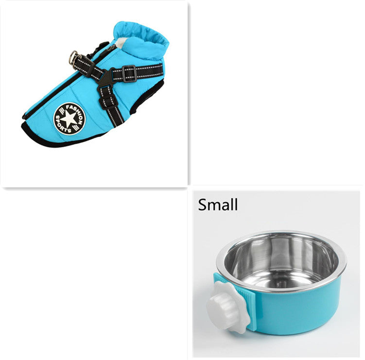 FurlyTails Waterproof Winter Dog Coat with Harness & Water Bowl | 7 Colours | XS–5XL