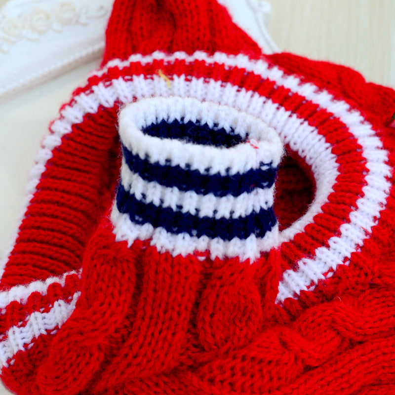 Cosy Wool Knit Dog Sweater — Casual Style in Blue, Pink & Red