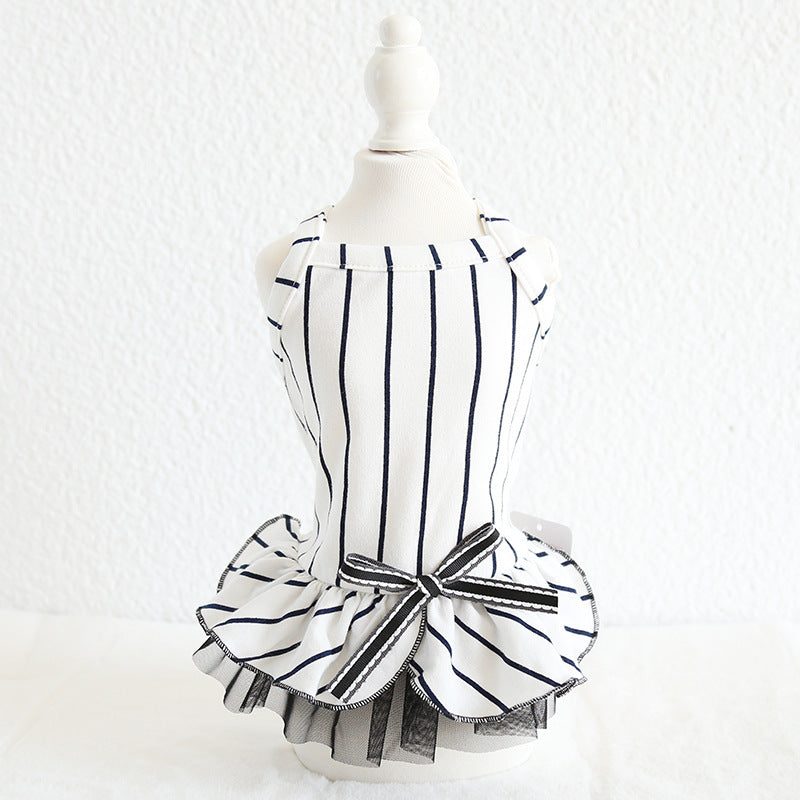 Striped Cotton Bow Dress for Dogs – Spring & Summer
