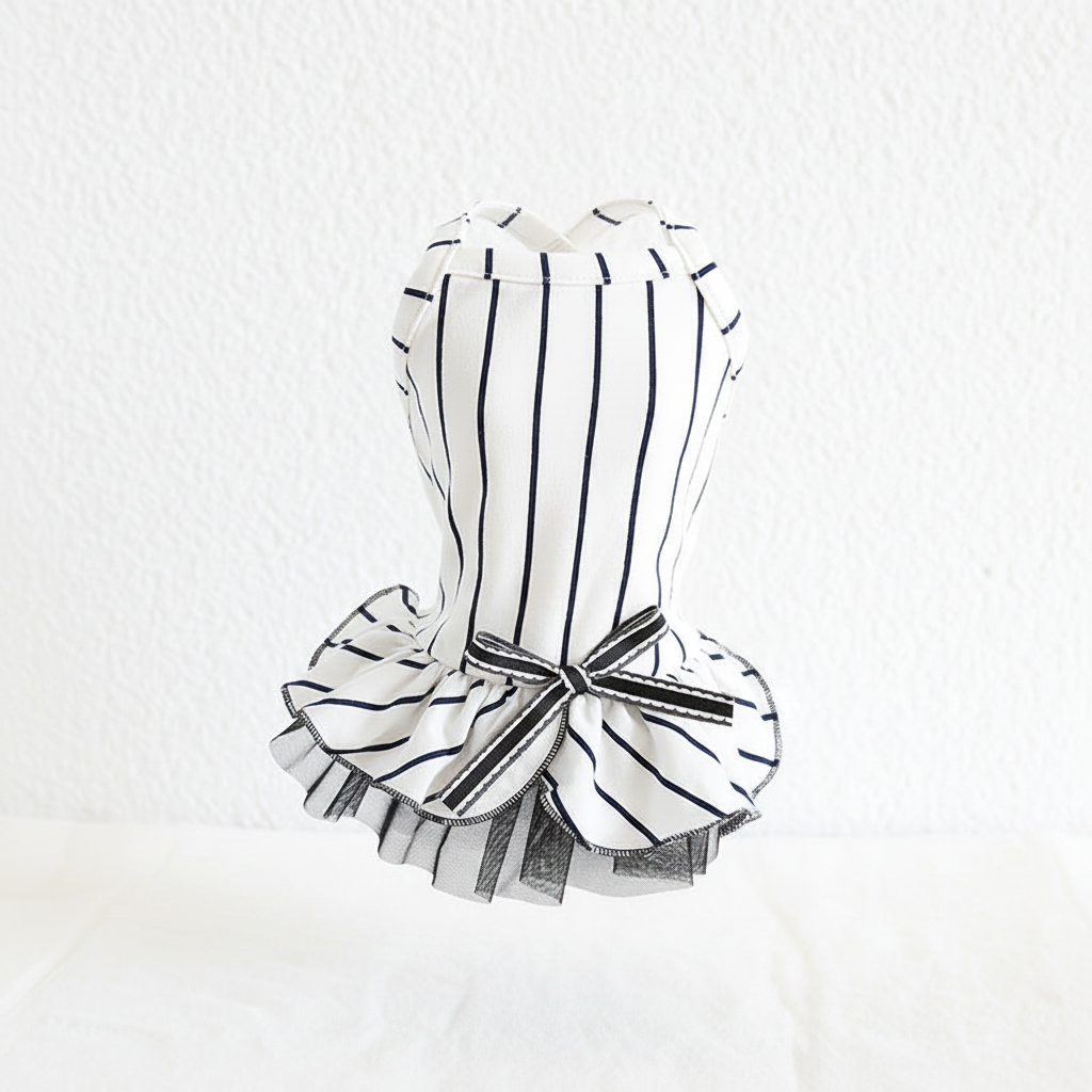 Striped Cotton Bow Dress for Dogs – Spring & Summer