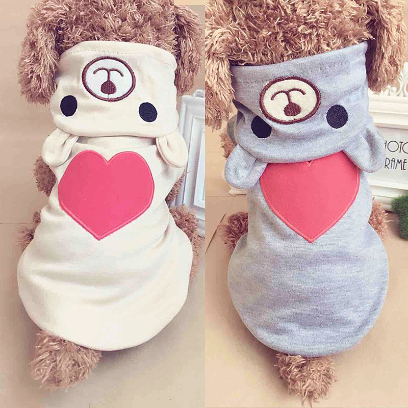 Bear Ear Hooded Pet Outfit | Convertible Summer Clothes | Light Gray & Yellow | XS–XL