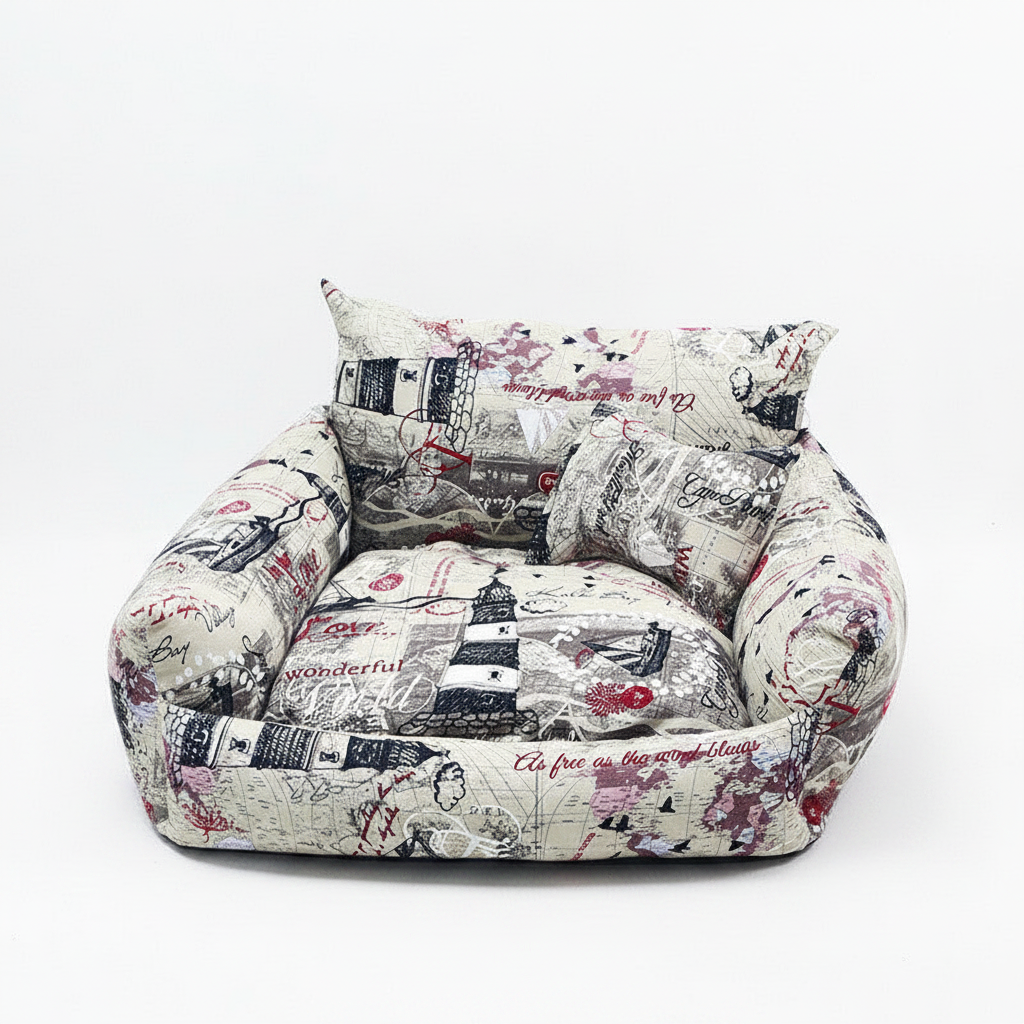 Cosy Canvas Pet Sofa Nest – Autumn & Winter