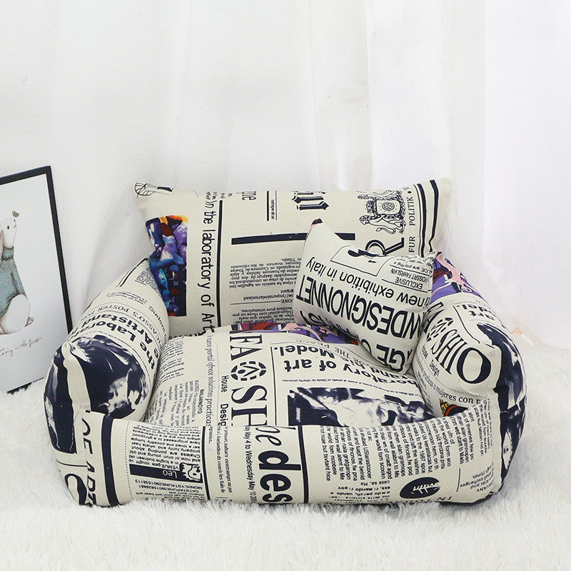 Cosy Canvas Pet Sofa Nest – Autumn & Winter
