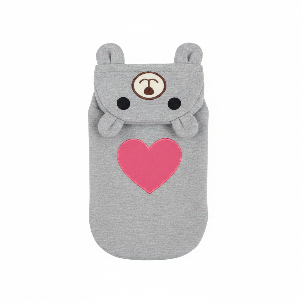 Bear Ear Hooded Pet Outfit | Convertible Summer Clothes | Light Gray & Yellow | XS–XL