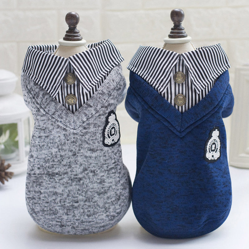 FurlyTails Cosy Wool Dog Hoodie | Blue & Grey | Sizes S–XXL