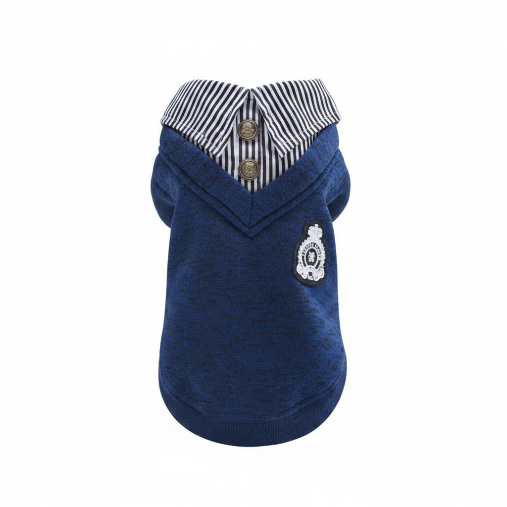 FurlyTails Cosy Wool Dog Hoodie | Blue & Grey | Sizes S–XXL