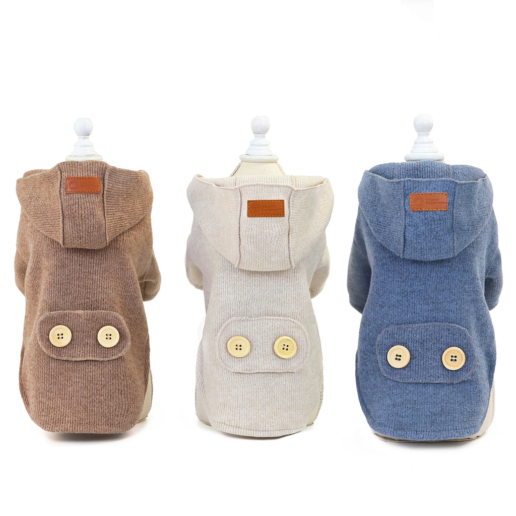Cosy Woolen Two-Legged Coat for Dogs | Beige, Brown & Grey Blue | S–XXL