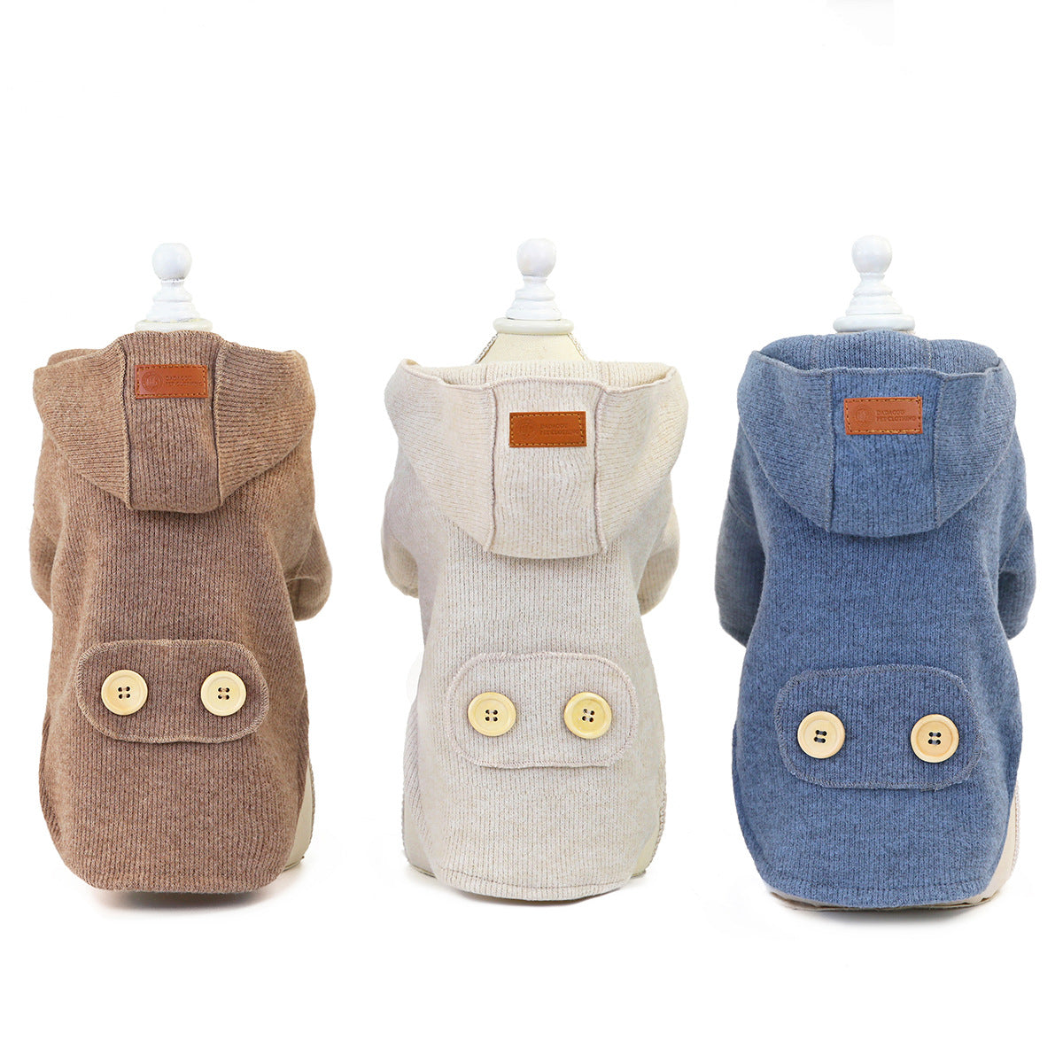 Cosy Woolen Two-Legged Coat for Dogs | Beige, Brown & Grey Blue | S–XXL