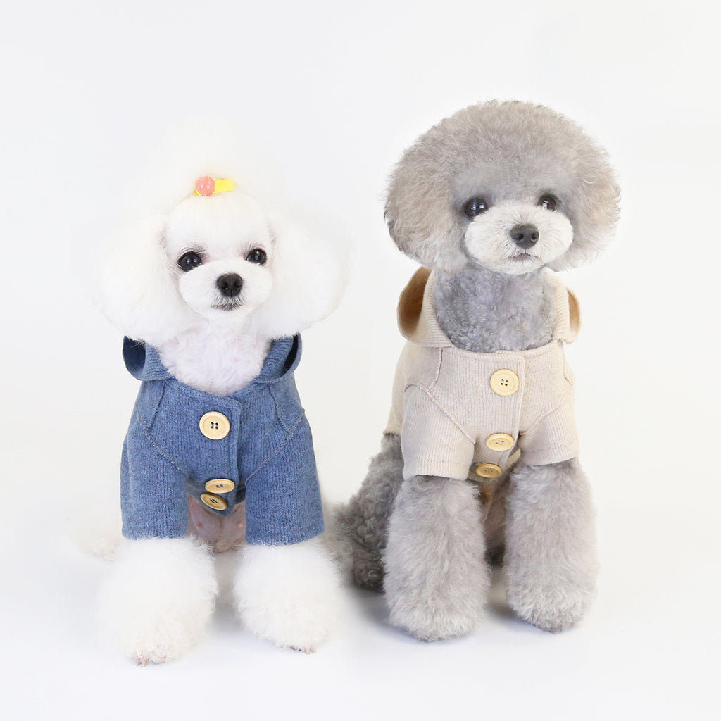 Cosy Woolen Two-Legged Coat for Dogs | Beige, Brown & Grey Blue | S–XXL