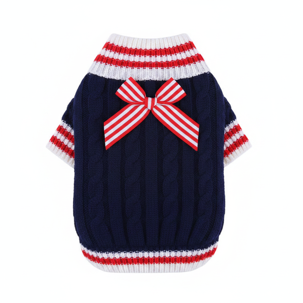 Cosy Wool Knit Dog Sweater — Casual Style in Blue, Pink & Red