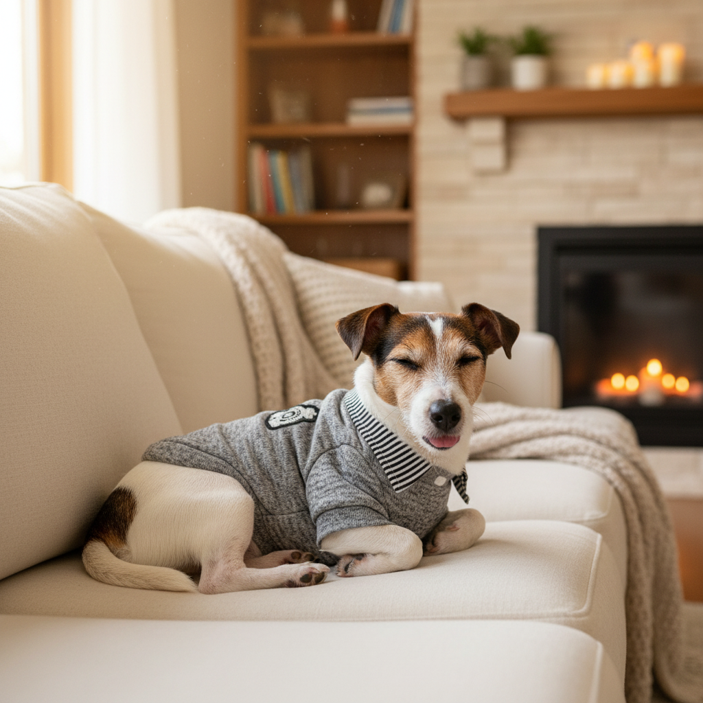 FurlyTails Cosy Wool Dog Hoodie | Blue & Grey | Sizes S–XXL