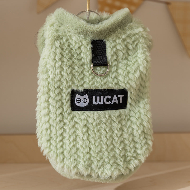 Fuzzy Fleece Pet Vest with Leash Ring | Dogs & Cats | Autumn/Winter