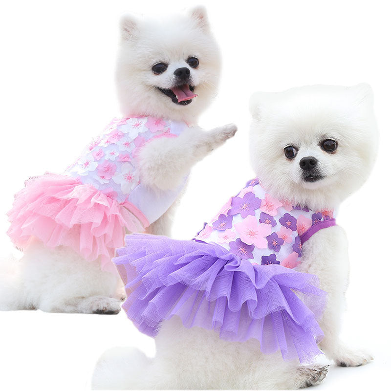 Princess Peach Blossom Pet Dress – Cotton Skirt for Dogs