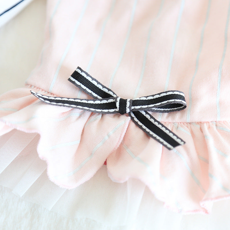 Striped Cotton Bow Dress for Dogs – Spring & Summer
