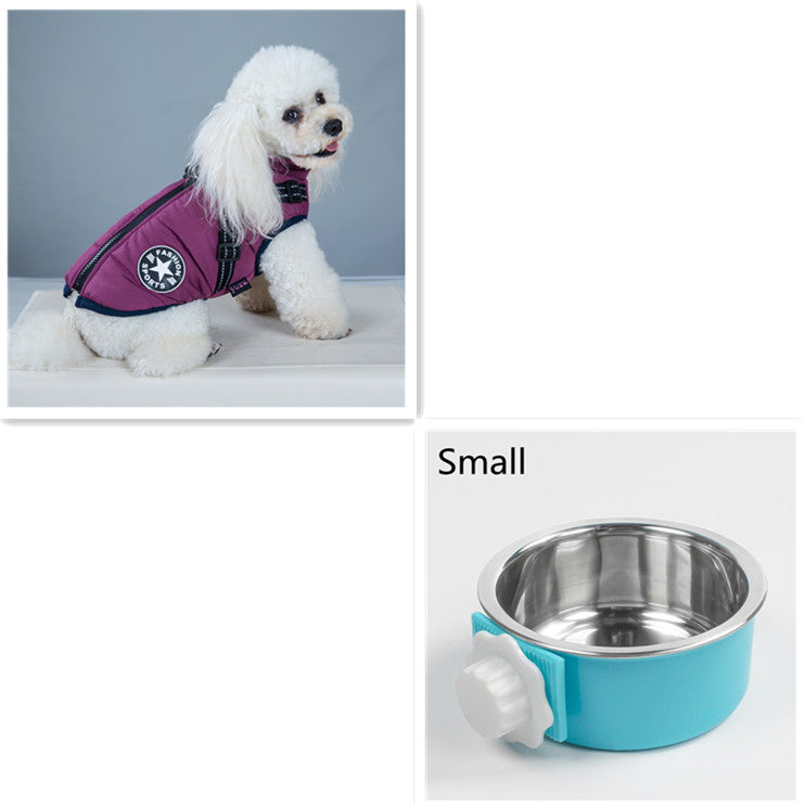 FurlyTails Waterproof Winter Dog Coat with Harness & Water Bowl | 7 Colours | XS–5XL
