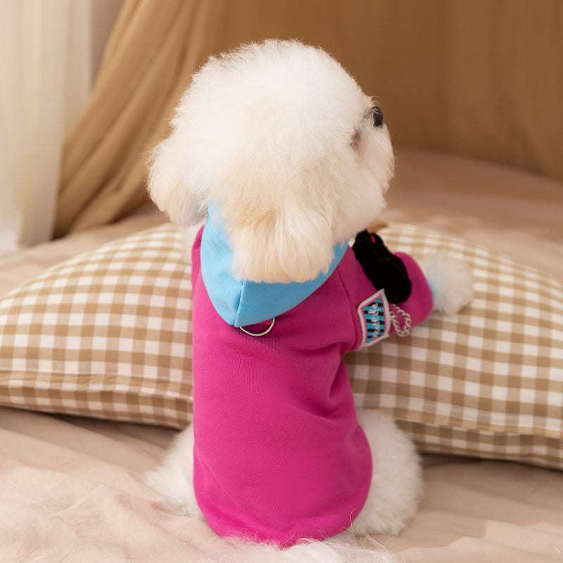 Colour-Block Cartoon Hoodie for Dogs & Cats | Autumn/Winter