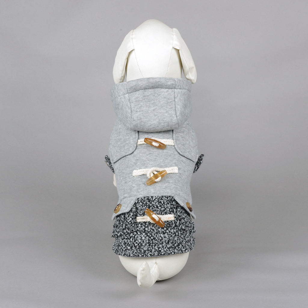 FurlyTails Horn-Button Dog Coat | Grey & Navy Blue | Thin & Thicken | Sizes XS–XL