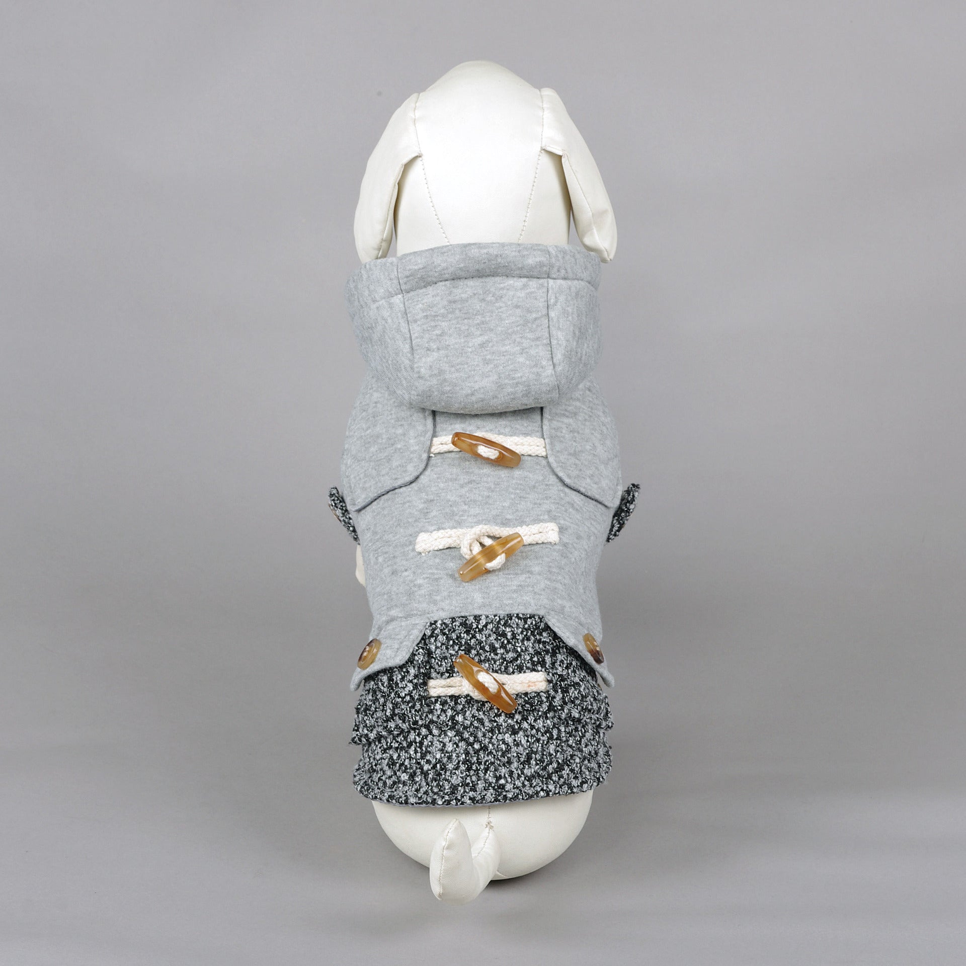 FurlyTails Horn-Button Dog Coat | Grey & Navy Blue | Thin & Thicken | Sizes XS–XL