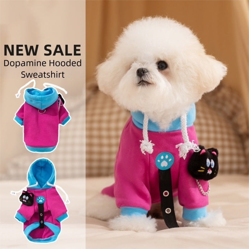 Colour-Block Cartoon Hoodie for Dogs & Cats | Autumn/Winter