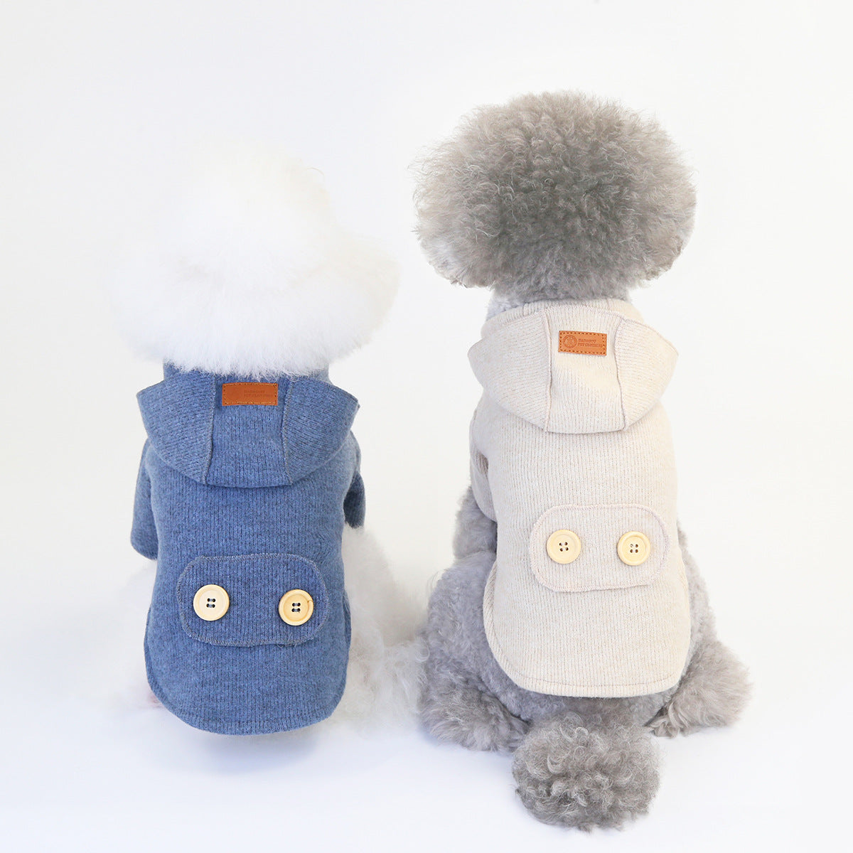 Cosy Woolen Two-Legged Coat for Dogs | Beige, Brown & Grey Blue | S–XXL