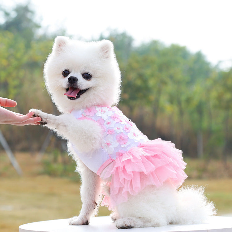 Princess Peach Blossom Pet Dress – Cotton Skirt for Dogs