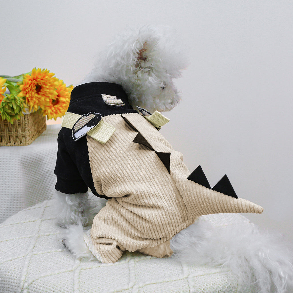 Cartoon Suspender Dungaree Outfit | Dogs & Cats | Khaki | XS–XL