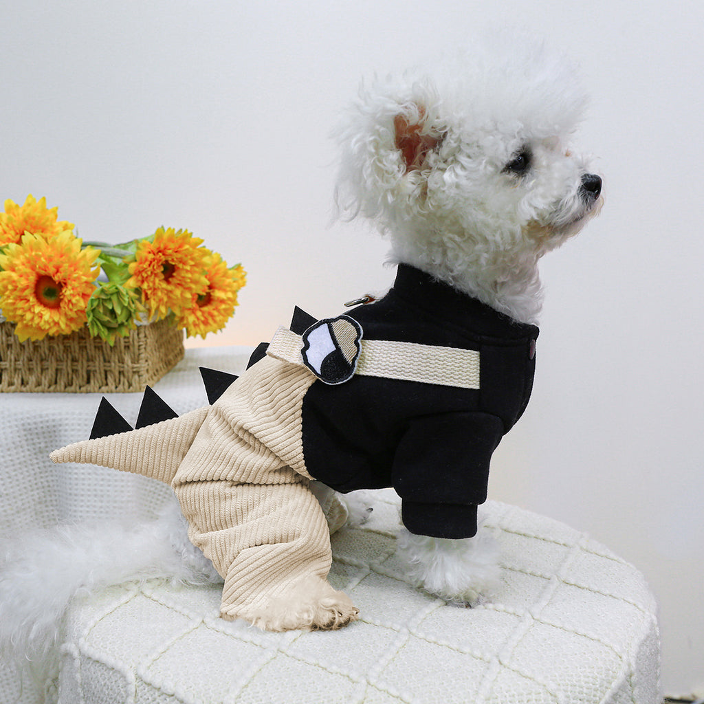 Cartoon Suspender Dungaree Outfit | Dogs & Cats | Khaki | XS–XL
