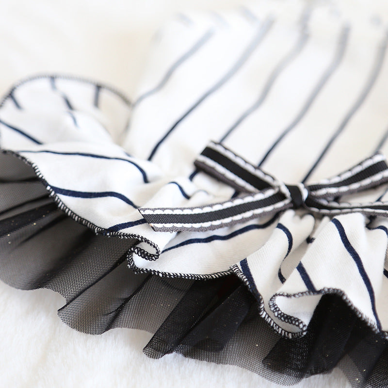 Striped Cotton Bow Dress for Dogs – Spring & Summer