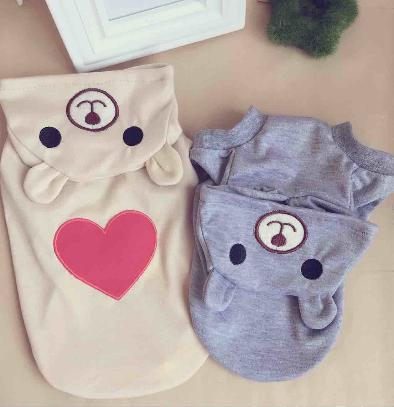 Bear Ear Hooded Pet Outfit | Convertible Summer Clothes | Light Gray & Yellow | XS–XL