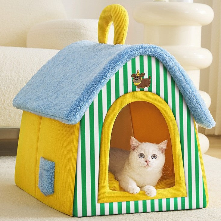 Cosy Cottage Pet House — Warm All-Season Bed for Cats & Small Dogs