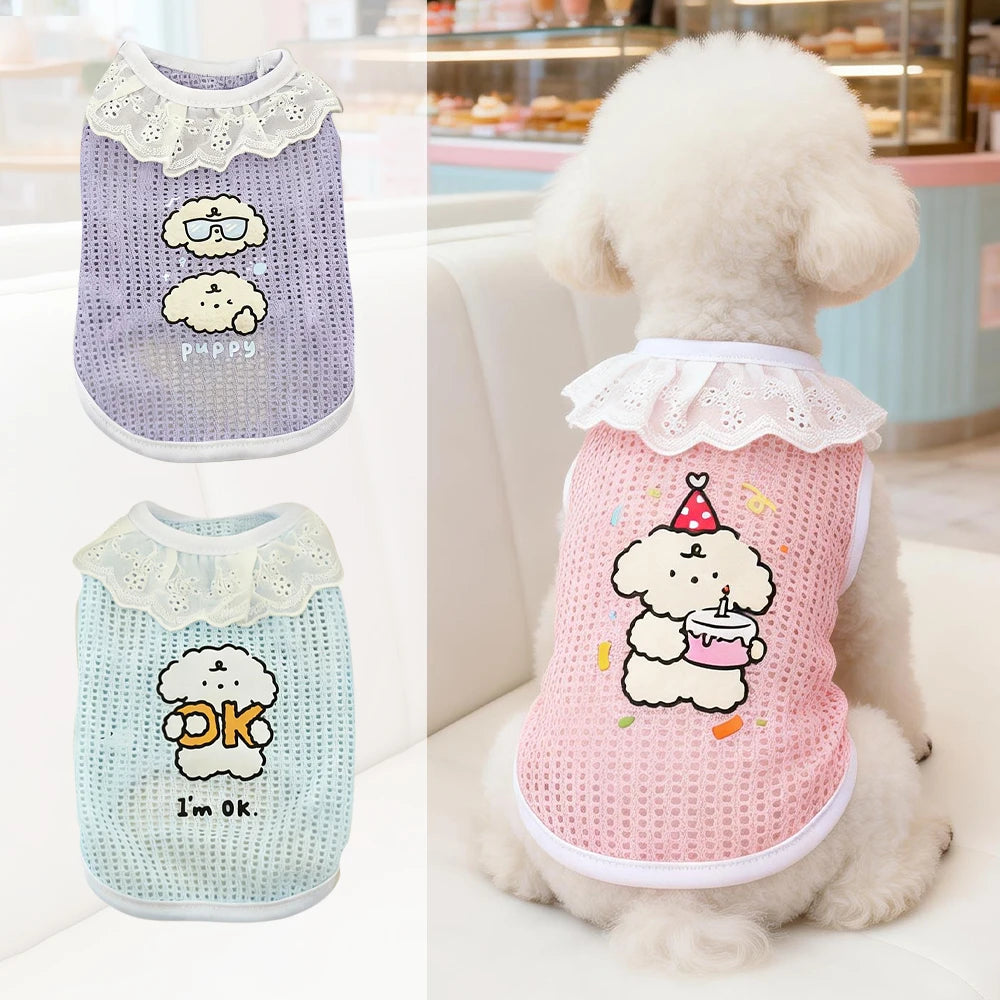 Grid Ruffle Princess Vest for Dogs & Cats – Summer Lightweight
