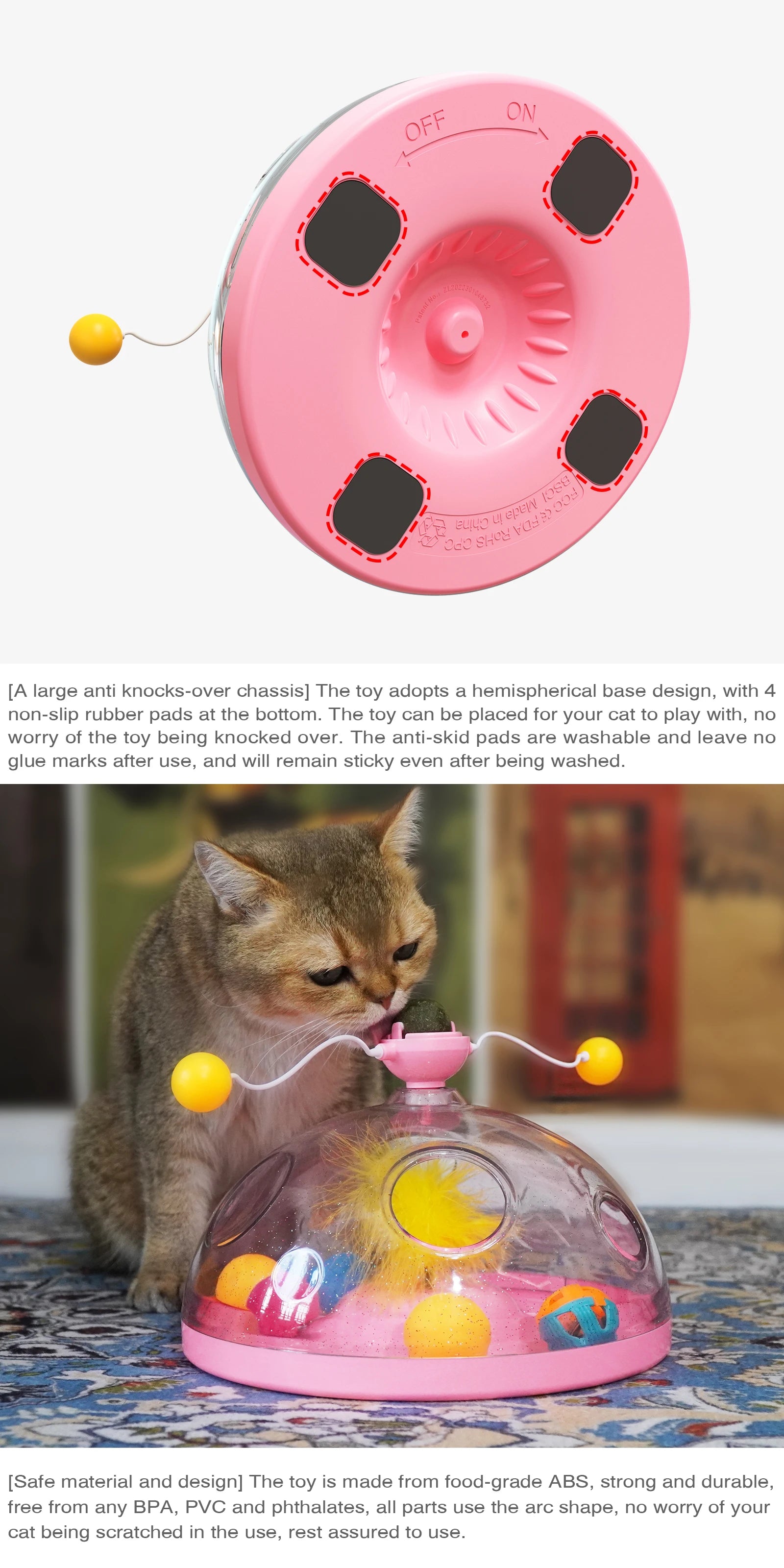 Interactive Cat Puzzle Toy – Spinning Track, Balls & Feather Teaser