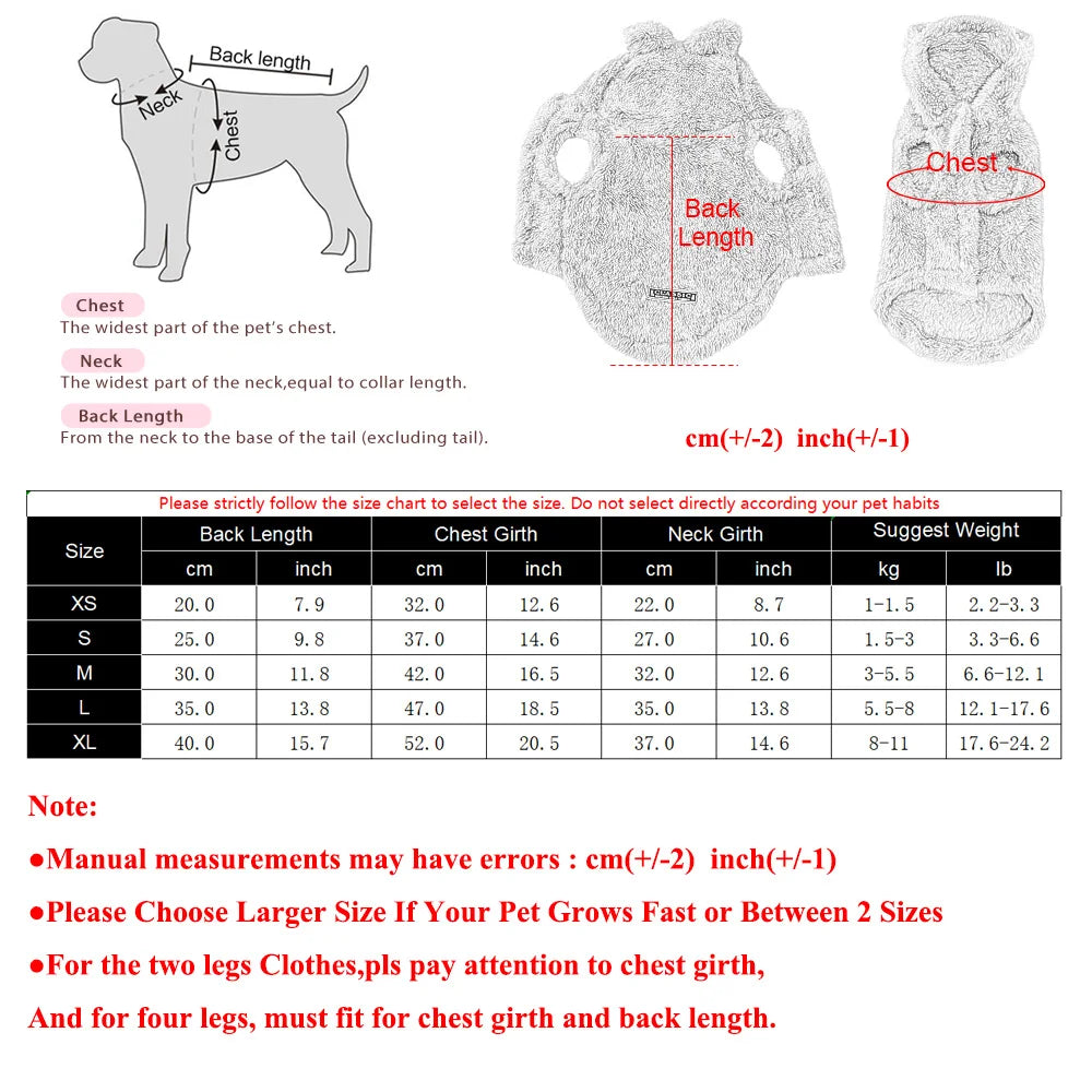 Warm Fleece Hoodie Sweater for Dogs & Cats – 3 Colours | XS–XL