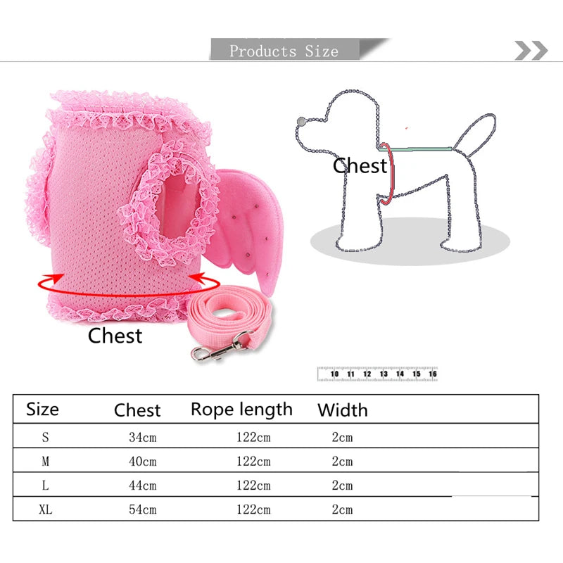 Angel Wing Pearl Harness & Leash Set | Small Dogs & Cats