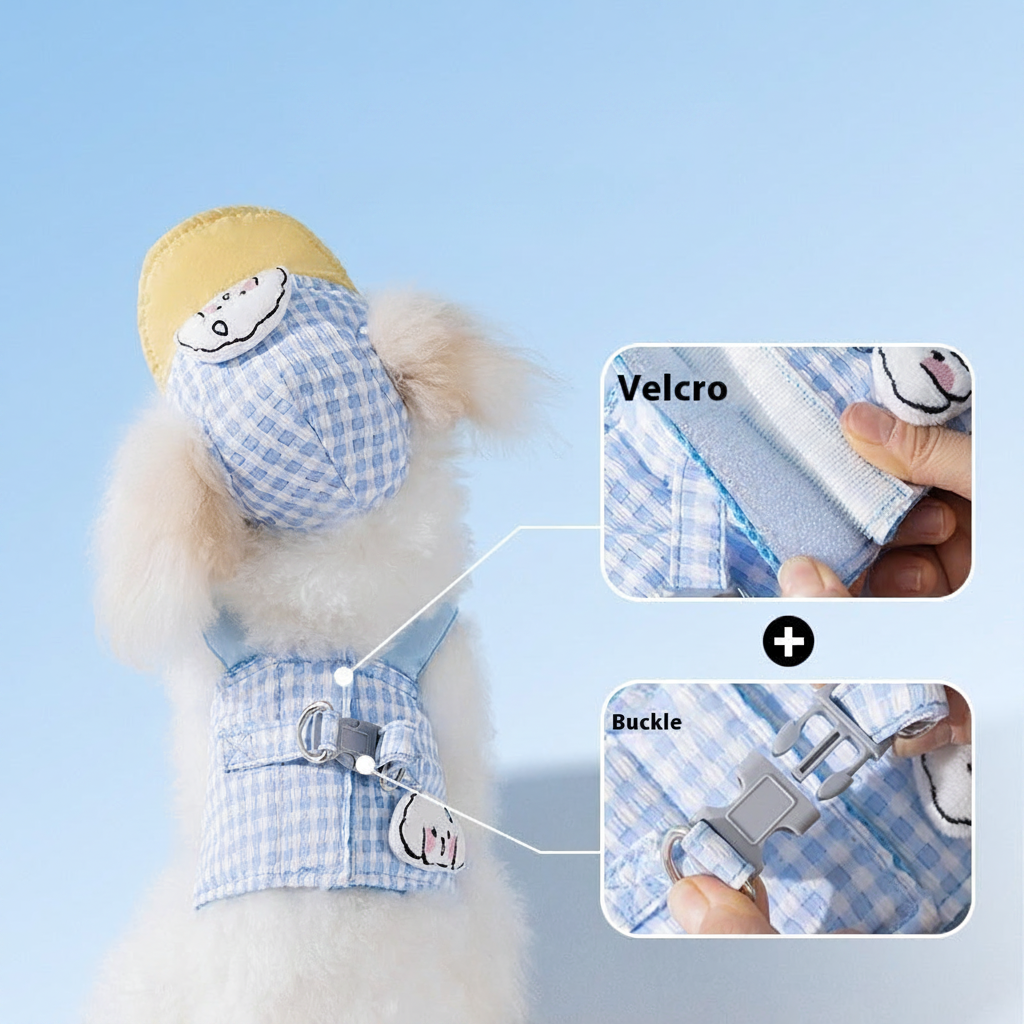 Pet Dog Cat Hat Outdoor Sunshade Anti-strangulation Hand Holding Rope Chest Strap
