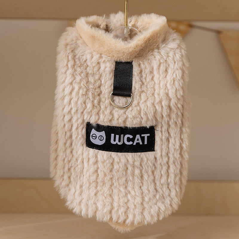 Fuzzy Fleece Pet Vest with Leash Ring | Dogs & Cats | Autumn/Winter