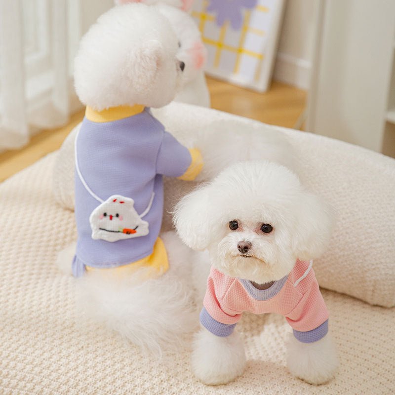 Cartoon Bear Fleece Pullover for Dogs – Pink & Purple