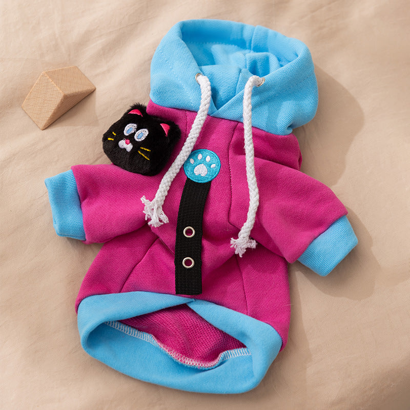Colour-Block Cartoon Hoodie for Dogs & Cats | Autumn/Winter