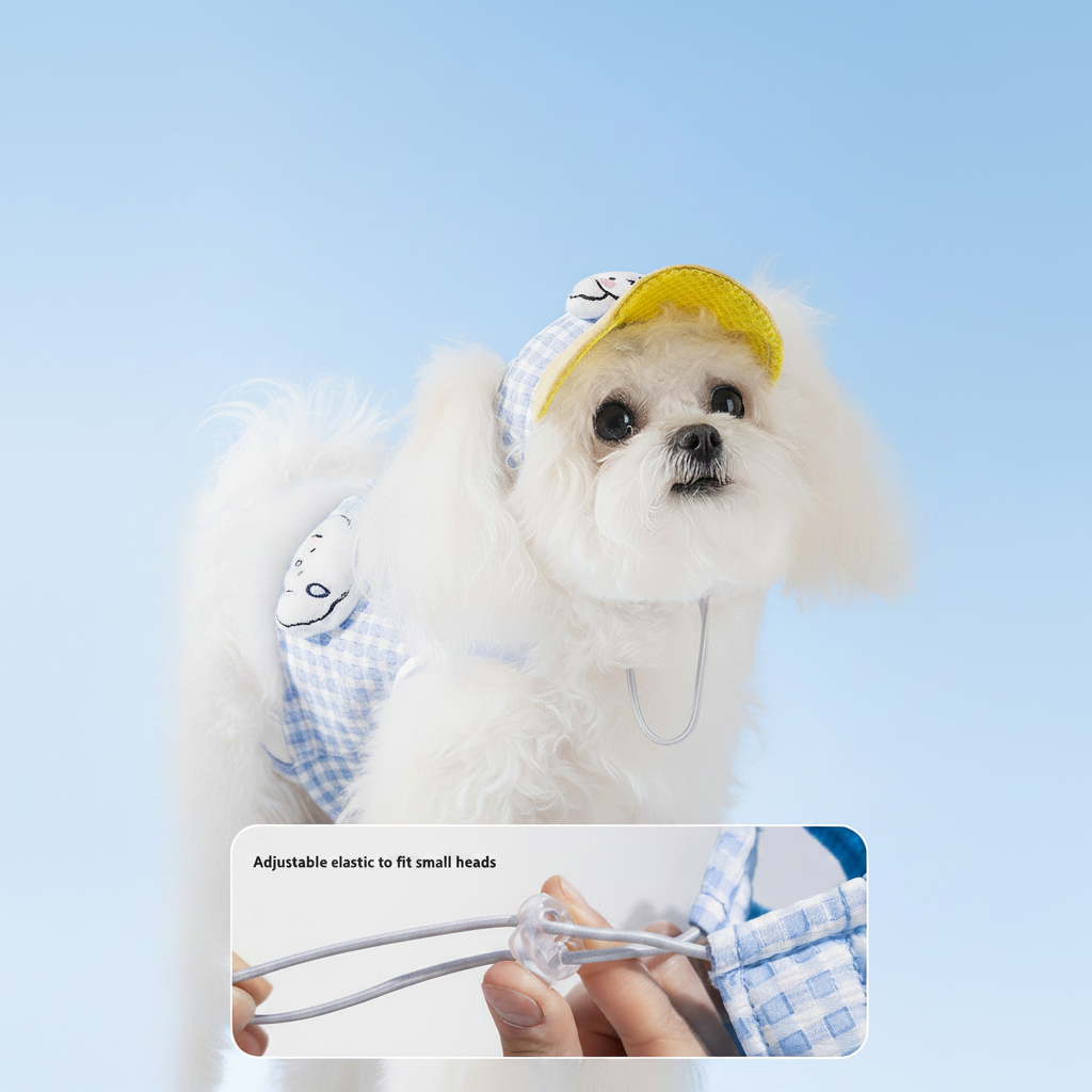 Pet Dog Cat Hat Outdoor Sunshade Anti-strangulation Hand Holding Rope Chest Strap