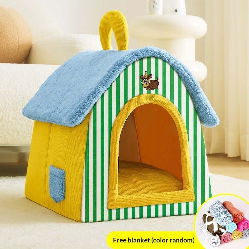 Cosy Cottage Pet House — Warm All-Season Bed for Cats & Small Dogs