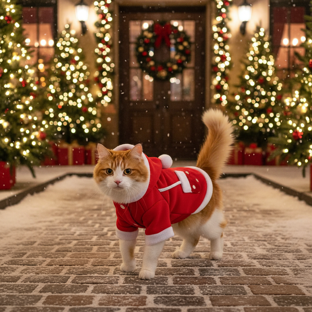 Festive Elk Reindeer Pet Outfit — Cosy Coral Fleece for Dogs & Cats