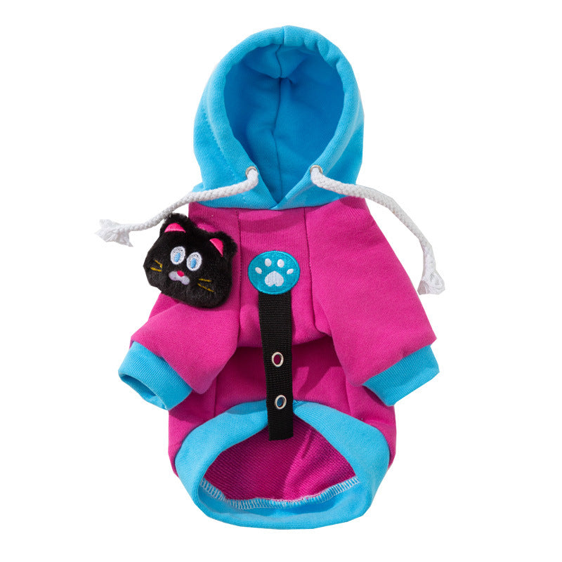 Colour-Block Cartoon Hoodie for Dogs & Cats | Autumn/Winter